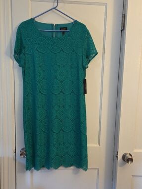 Laundry By Shelli Segal Teal Lace Mini Dress